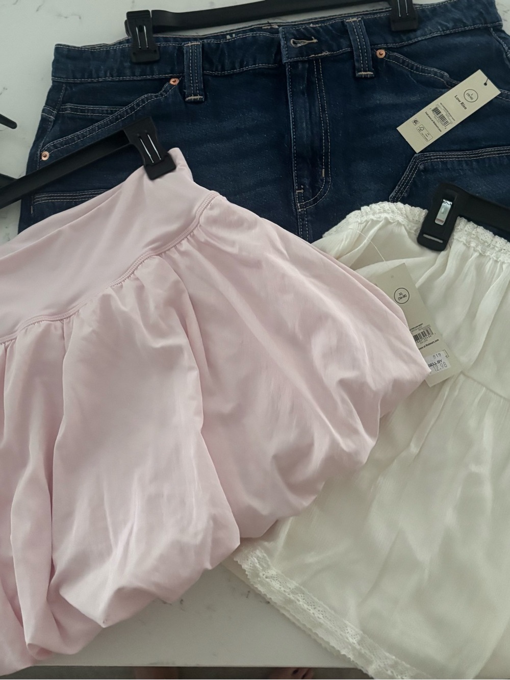 No Boundaries Pink Bubble Skirt(L), white skirt(XL) Jean skirt(L)